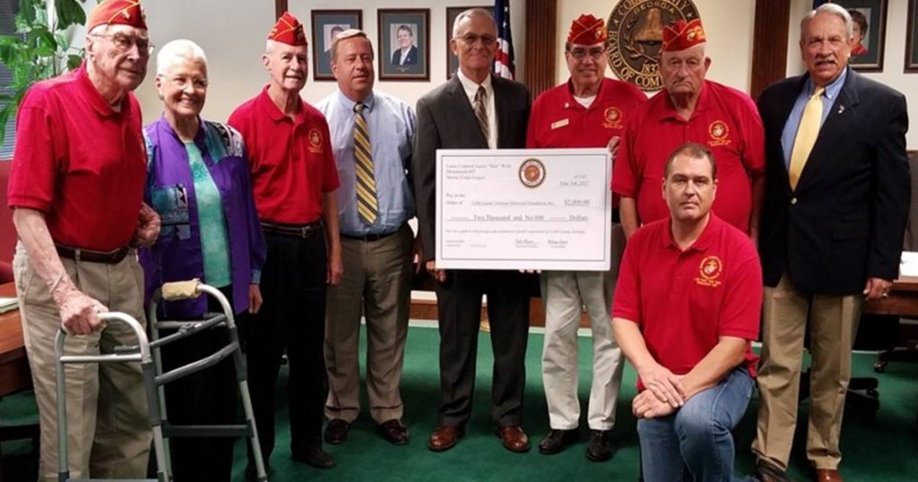 Marine Corps League presents check to Cobb Veterans Memorial Foundation